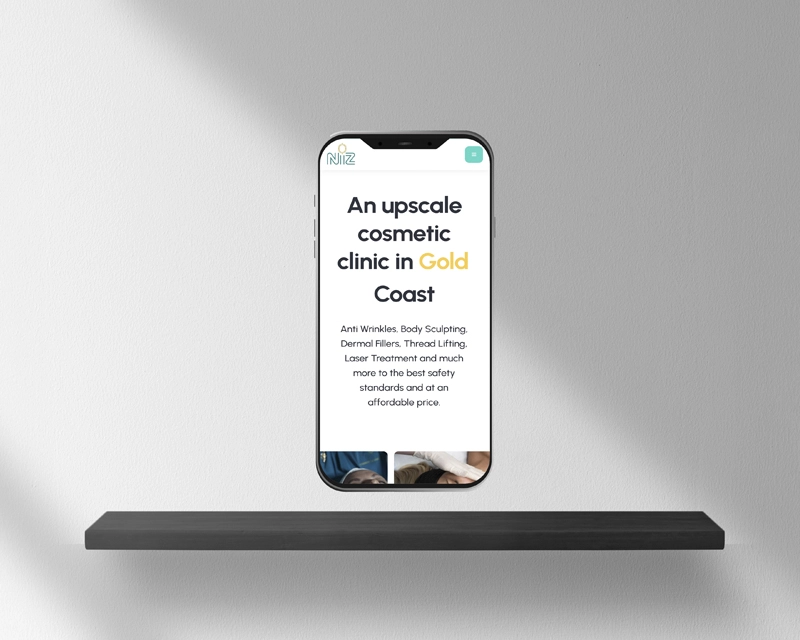 NiZ cosmetic and laser clinic website mockup 2