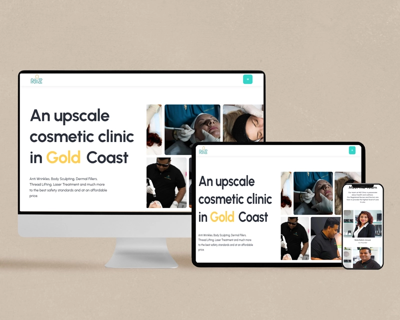NiZ cosmetic and laser clinic website mockup 3